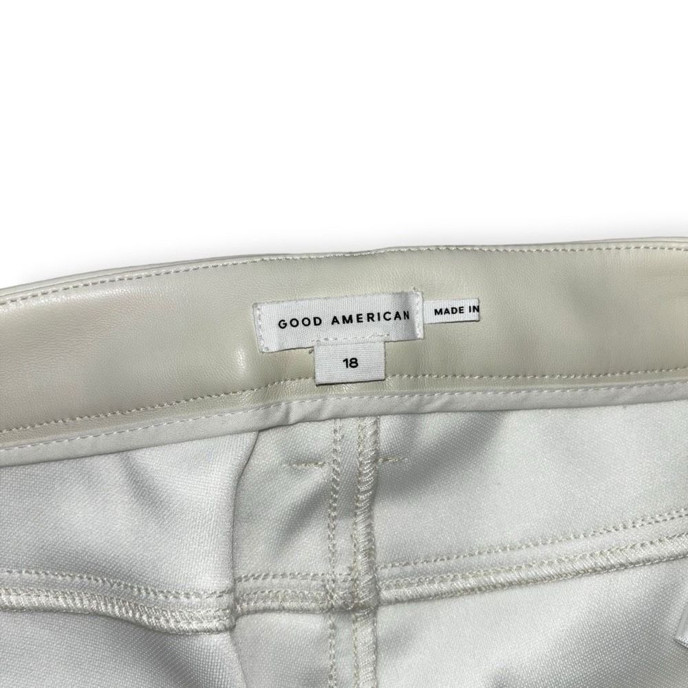 GOOD AMERICAN Good Legs Mini Boot Faux Leather Pant in Bone Size18 NEW - Picture 11 of 14